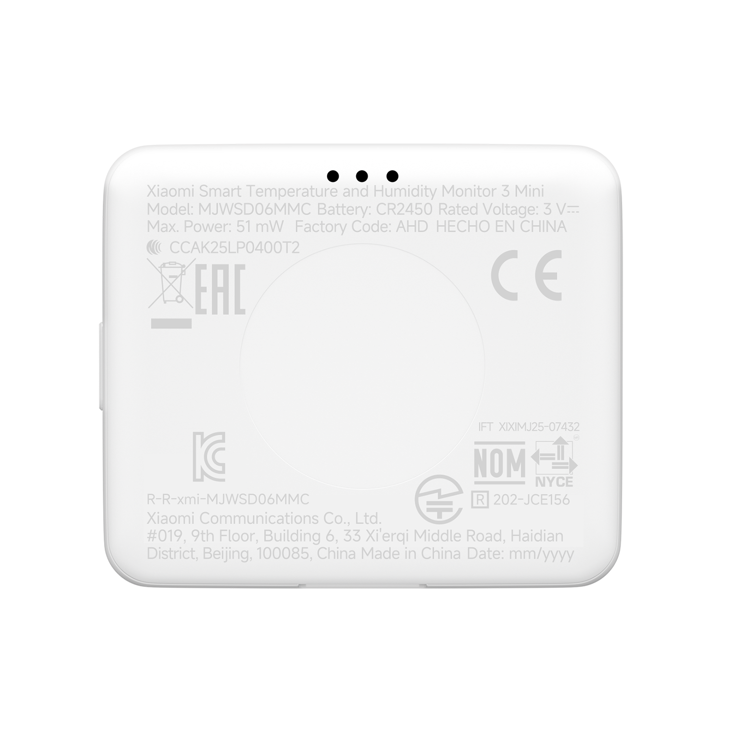 Xiaomi Smart temperatur- og fugtighedsmåler 3 Mini Class C