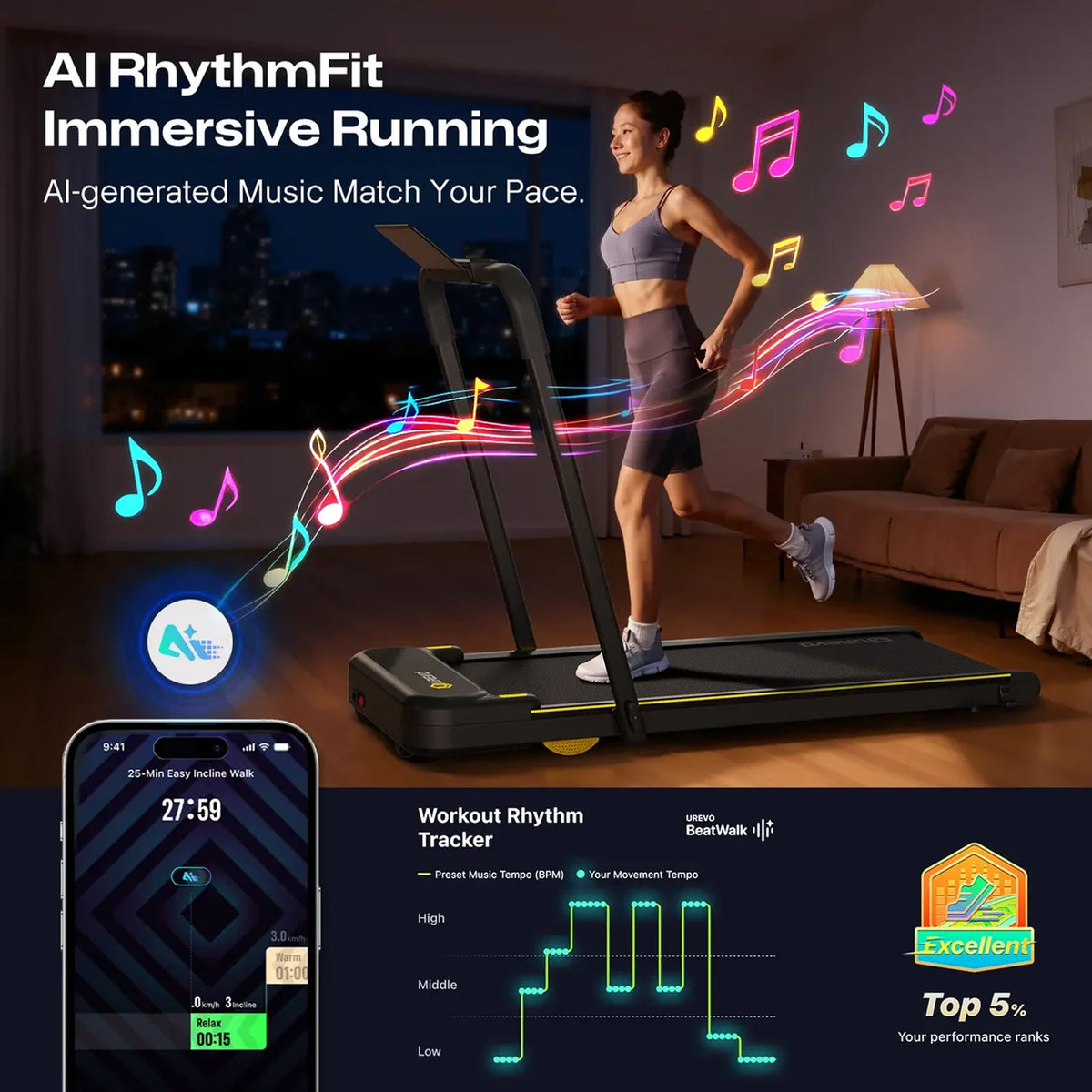 UREVO Strol 2E 2-IN-1 Walking&Running Treadmill