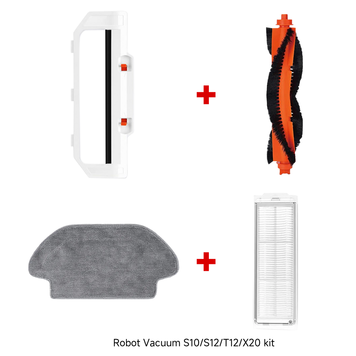 Xiaomi Robot Vacuum S10/S12/X20 Brush + Robot Vacuum S10/S12 Brush Cover + Robot Vacuum S10/S12/T12 Mop Pad + Robot Vacuum S10/S12/T12/X20 Filter
