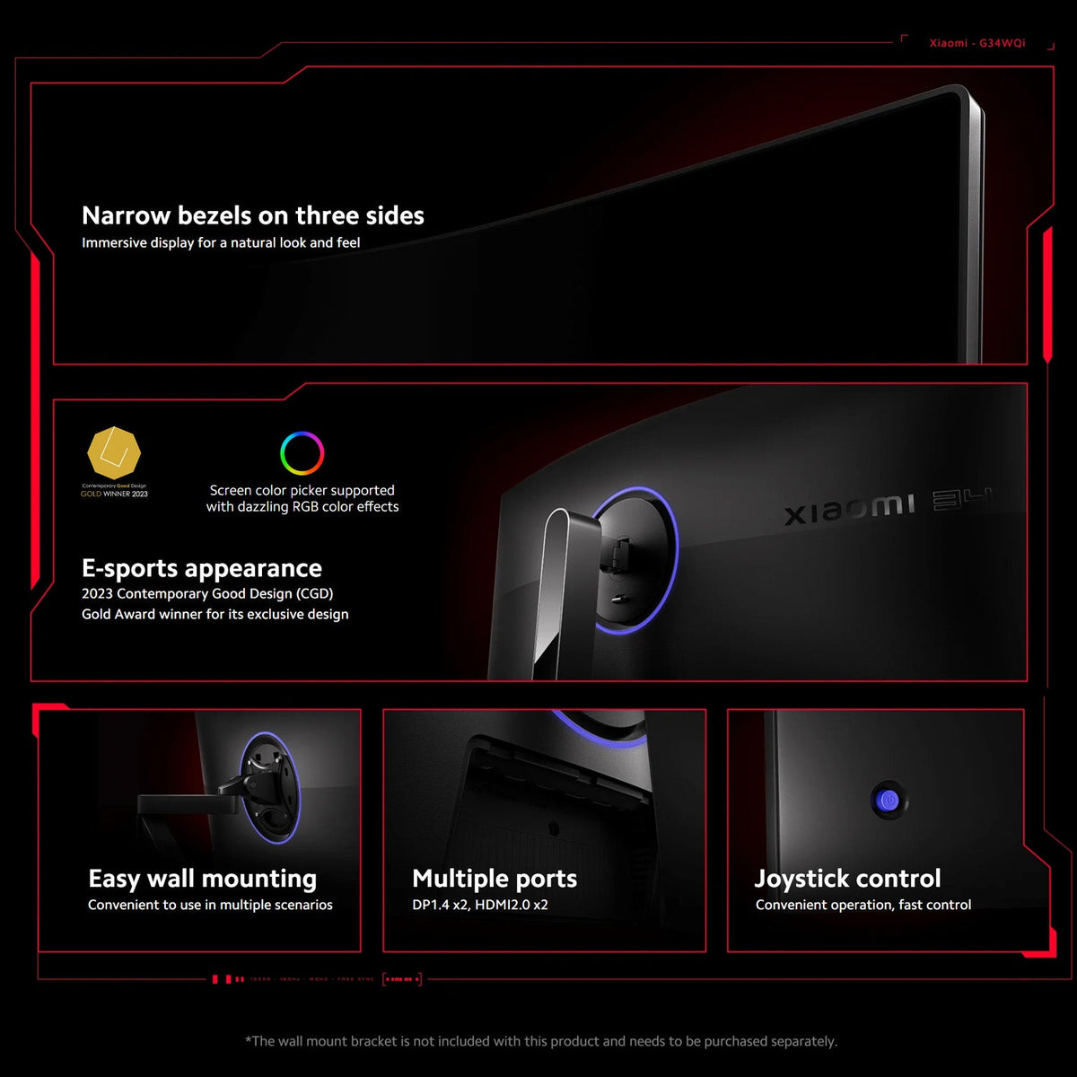 Xiaomi buet gaming-skærm G34wQi EU klasse A