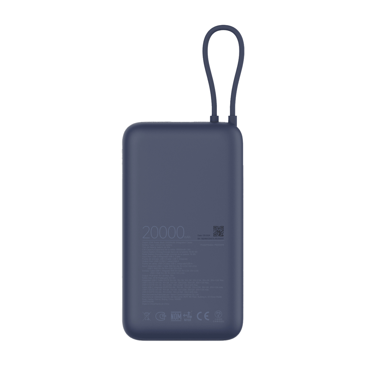 Xiaomi 33W Power Bank 20000mAh (integreret kabel) GL