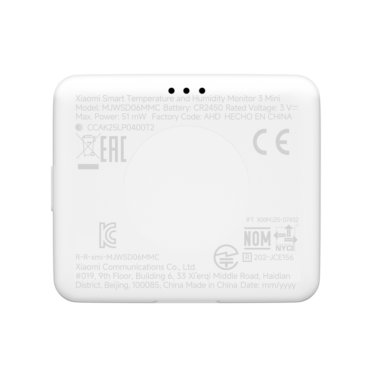 Xiaomi Smart temperatur- og fugtighedsmåler 3 Mini Class C