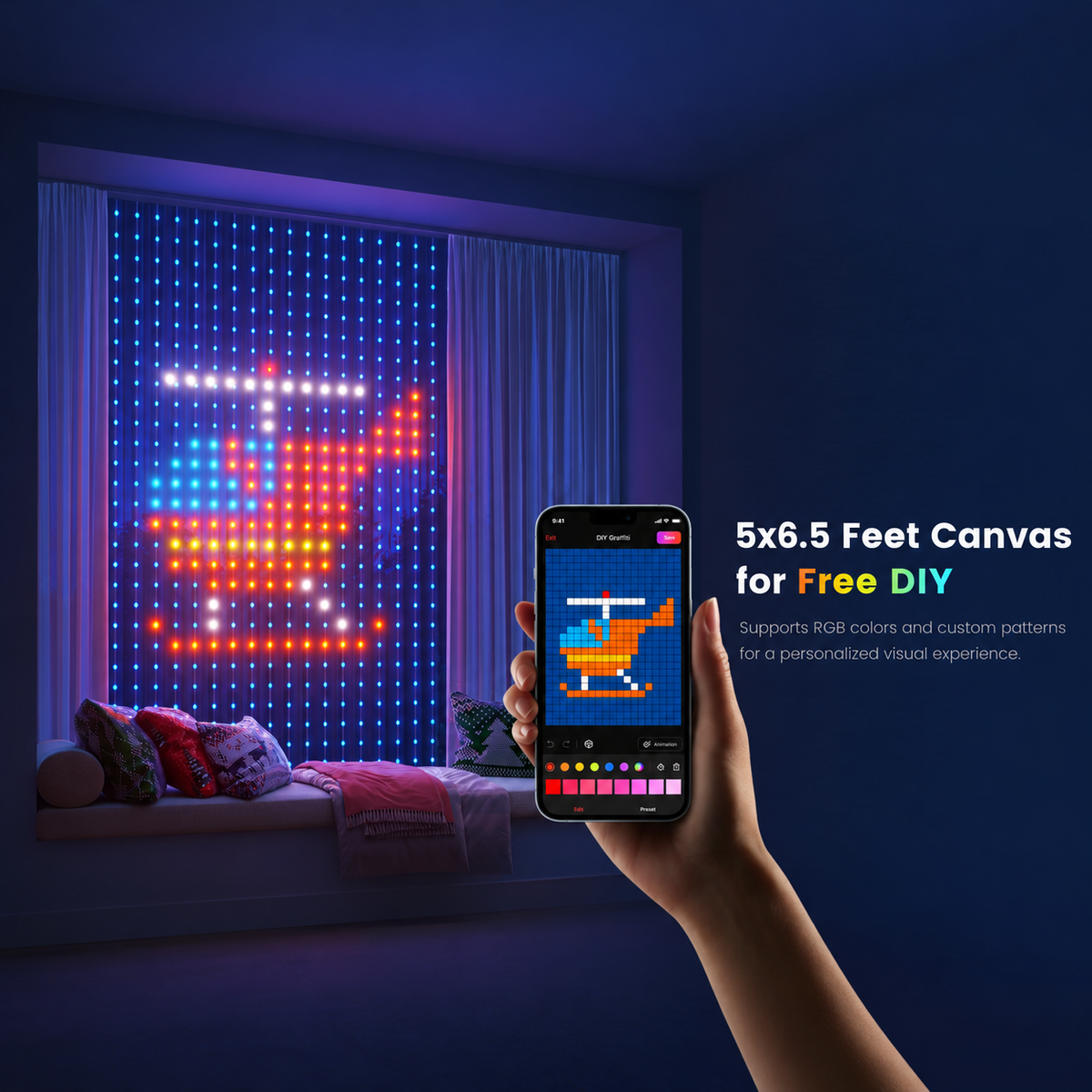 Yeelight Curtain Lights smart RGBIC 1,5 × 2m