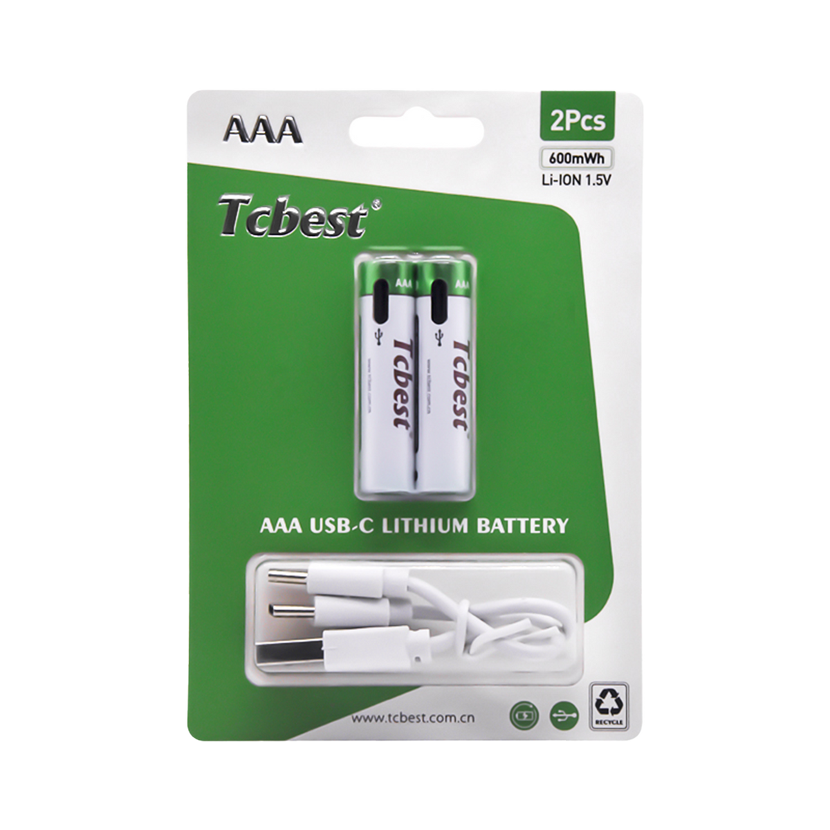 USB-C genopladelige lithium-batterier – AAA, AA, C, D & 9V