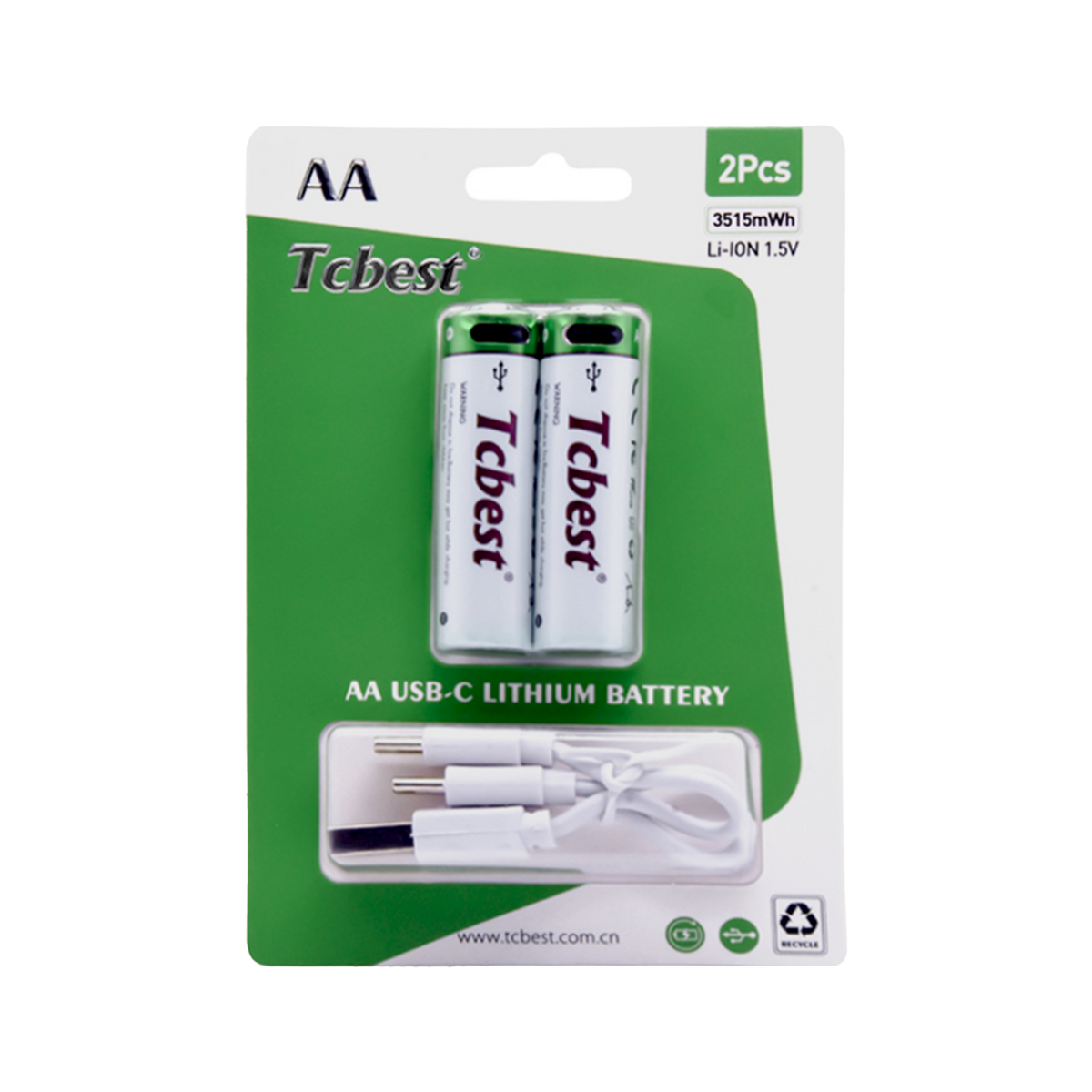 USB-C genopladelige lithium-batterier – AAA, AA, C, D & 9V