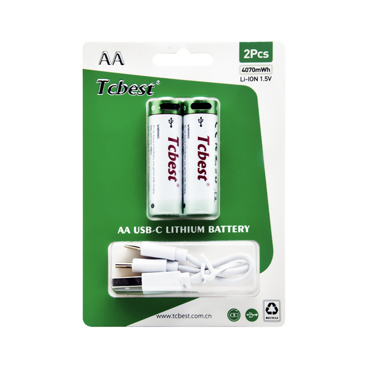 USB-C genopladelige lithium-batterier – AAA, AA, C, D & 9V