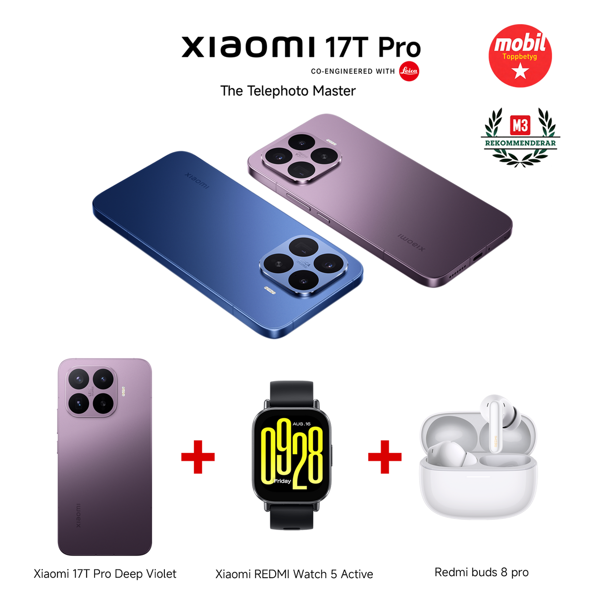 Xiaomi 17T Pro 12GB RAM 512GB ROM + REDMI Watch 5 Active + REDMI Buds 8 Pro