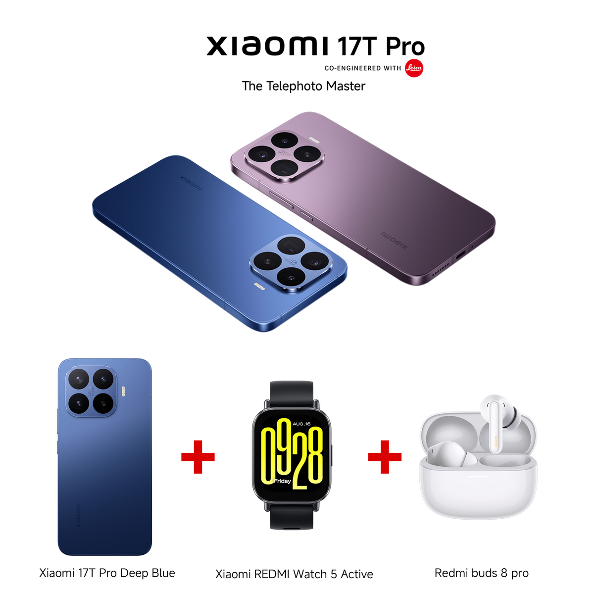 Xiaomi 17T Pro 12GB RAM 512GB ROM + REDMI Watch 5 Active + REDMI Buds 8 Pro